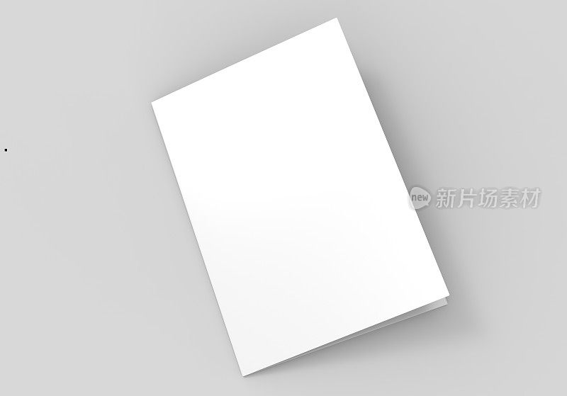 A3 A4 A5半折或折叠宣传册空白白色模板，用于模拟和演示设计。3 d演示。